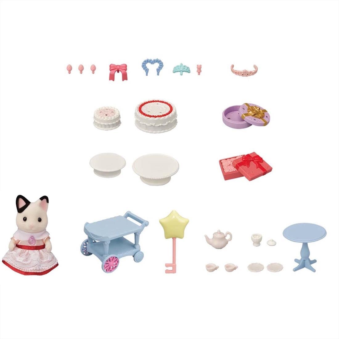 Calico Critters Tuxedo Cat Girl Party Time Playset