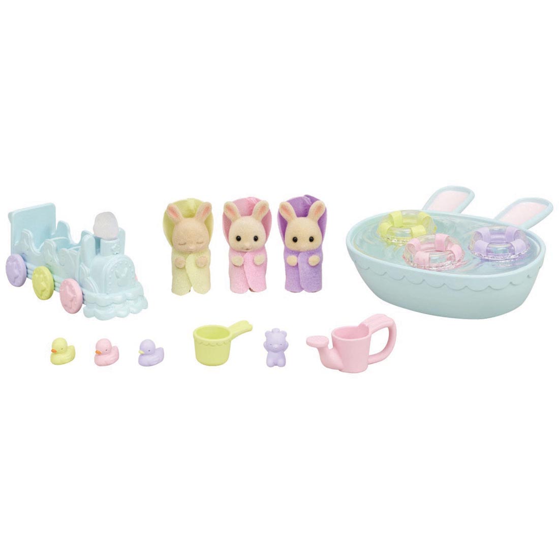 pieces from the Calico Critters Triplets Baby Bathtime Set