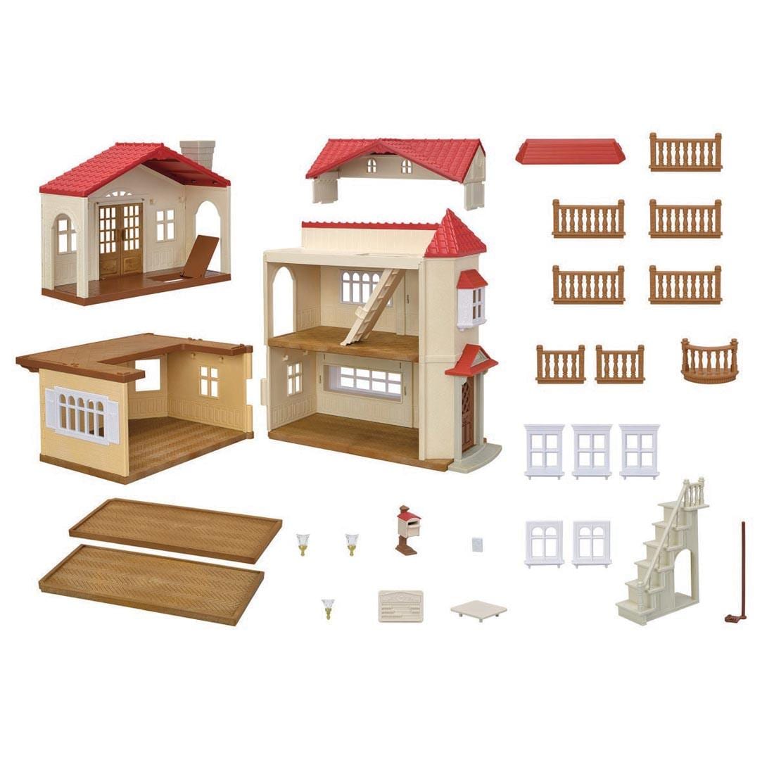 components from the Calico Critters Red Roof Country Home With Secret Attic Playroom