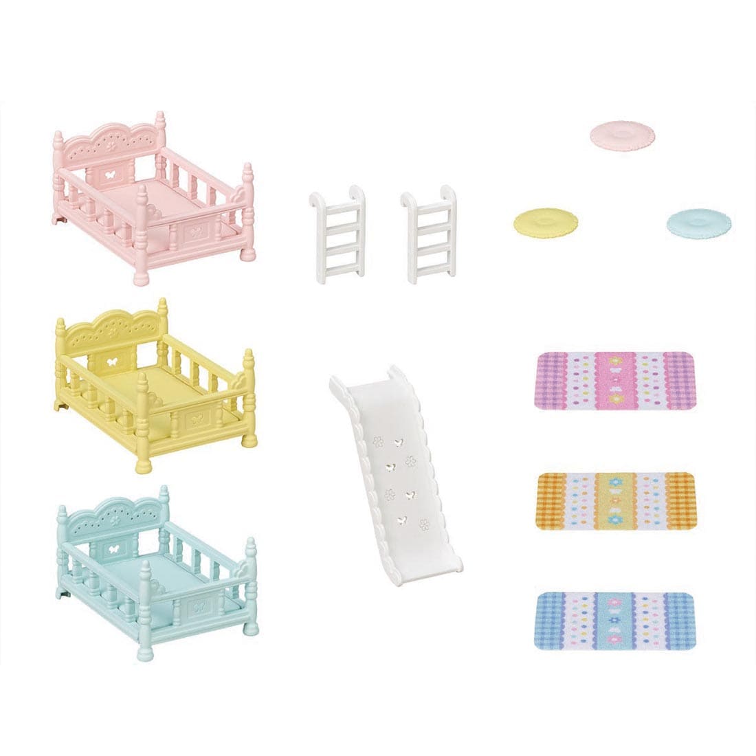 components of the Calico Critters Triple Bunk Beds set