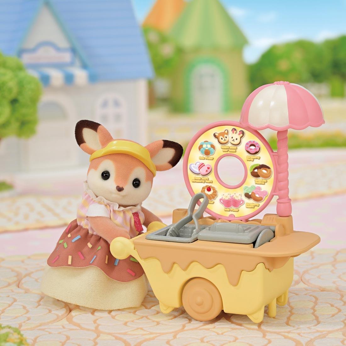 Deer mother and wagon from the Calico Critters Dip Dip Donuts Wagon set