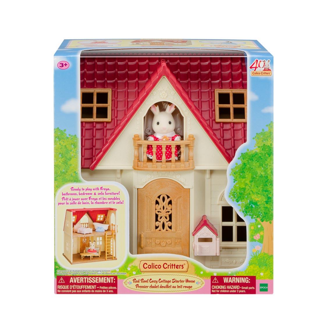 Calico Critters Red Roof Cozy Cottage Starter Home, shown in package