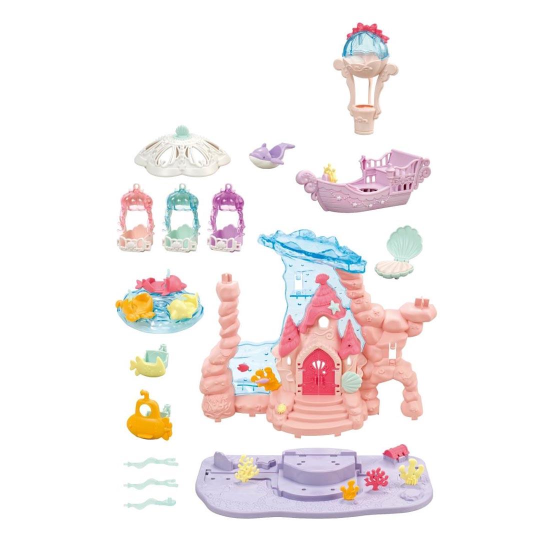 components of the Calico Critters Baby Mermaid Castle set