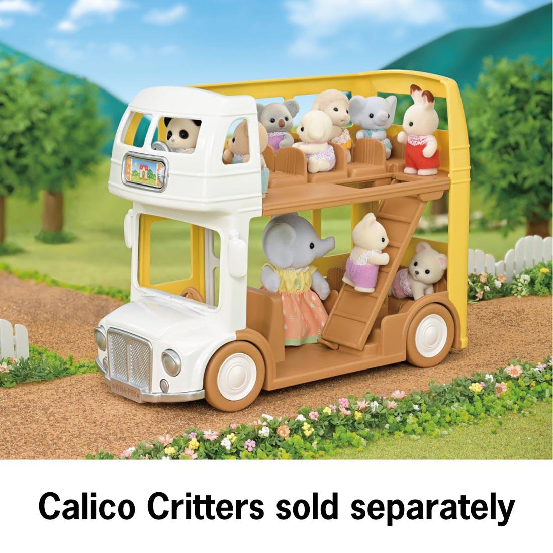 Calico Critters Nursery Double-Decker Bus full of critters plus text Calico Critters sold separately