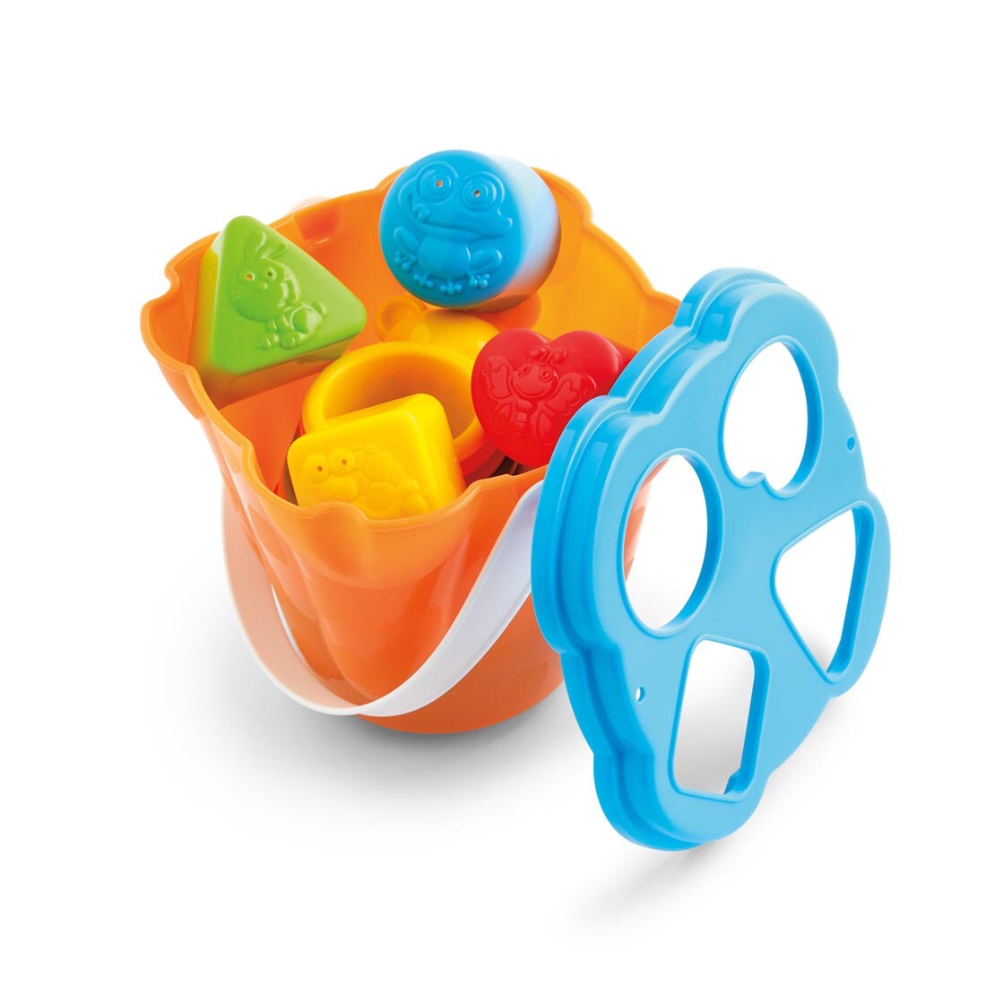 Kidoozie Stack 'n Sort pieces in their bucket