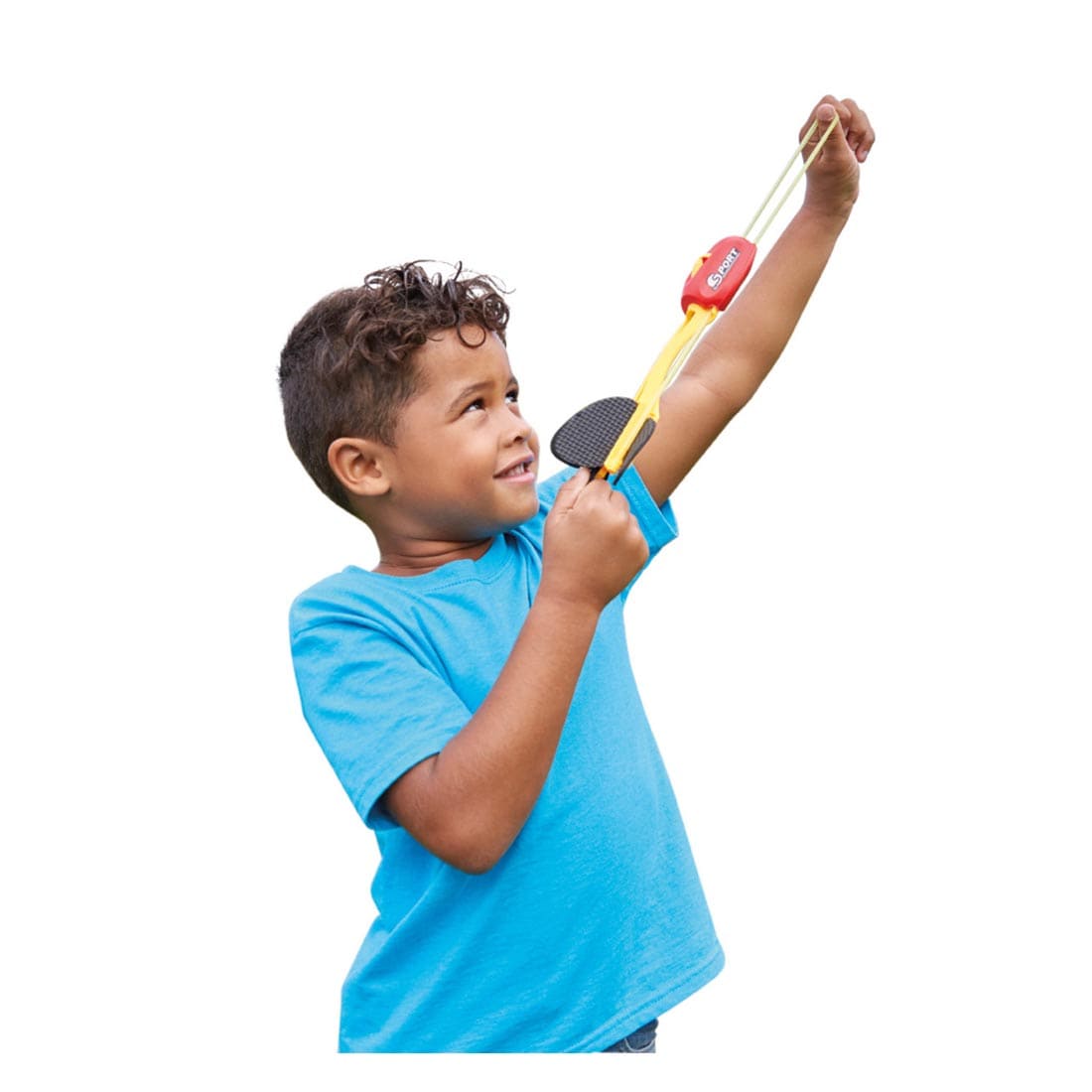 kid preparing to launch the Slingshot Rocket By Kidoozie