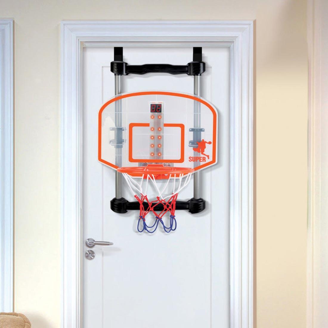 Electronic Basketball Jam By Kidoozie installed on a door