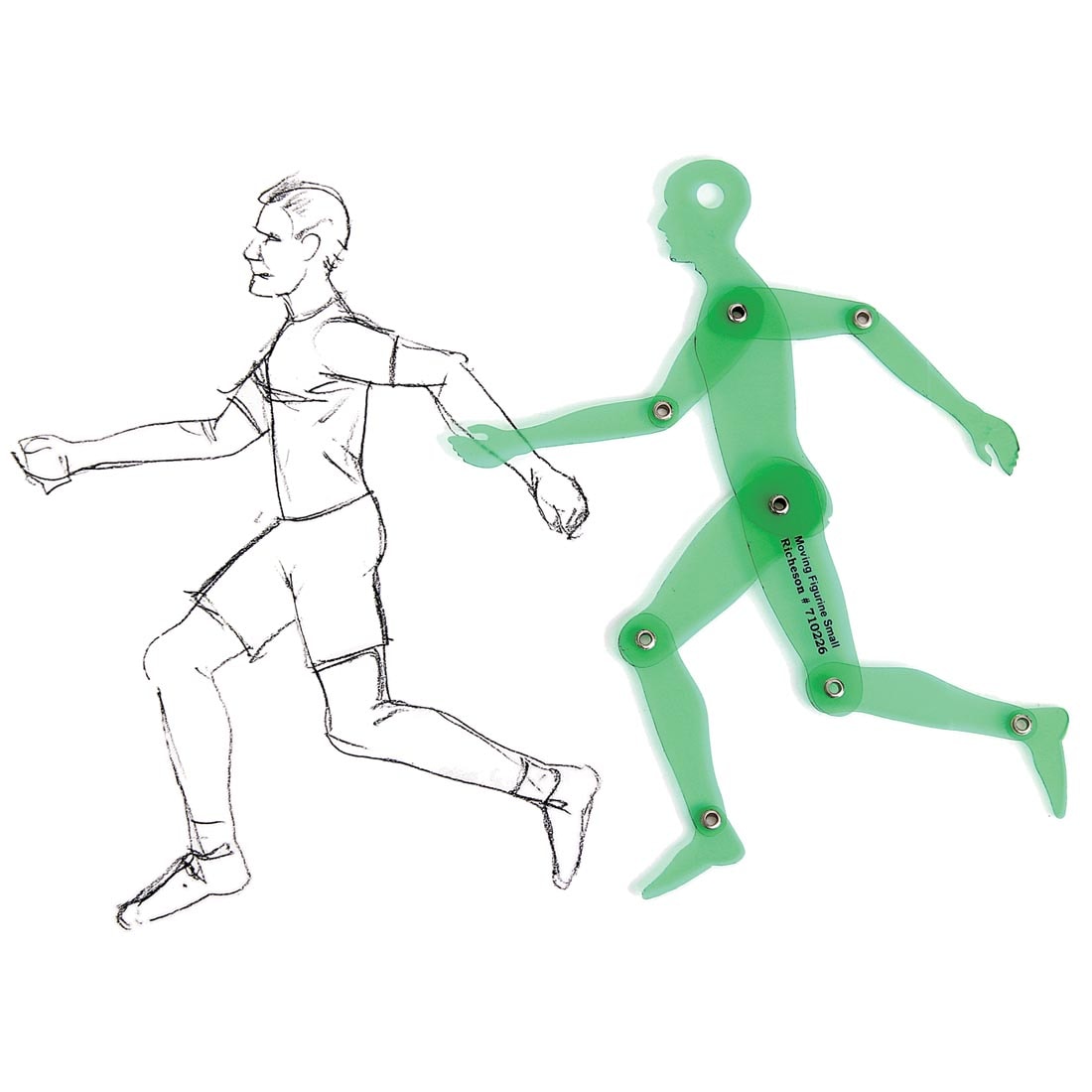 Moving Figurine Template beside a drawing of a man