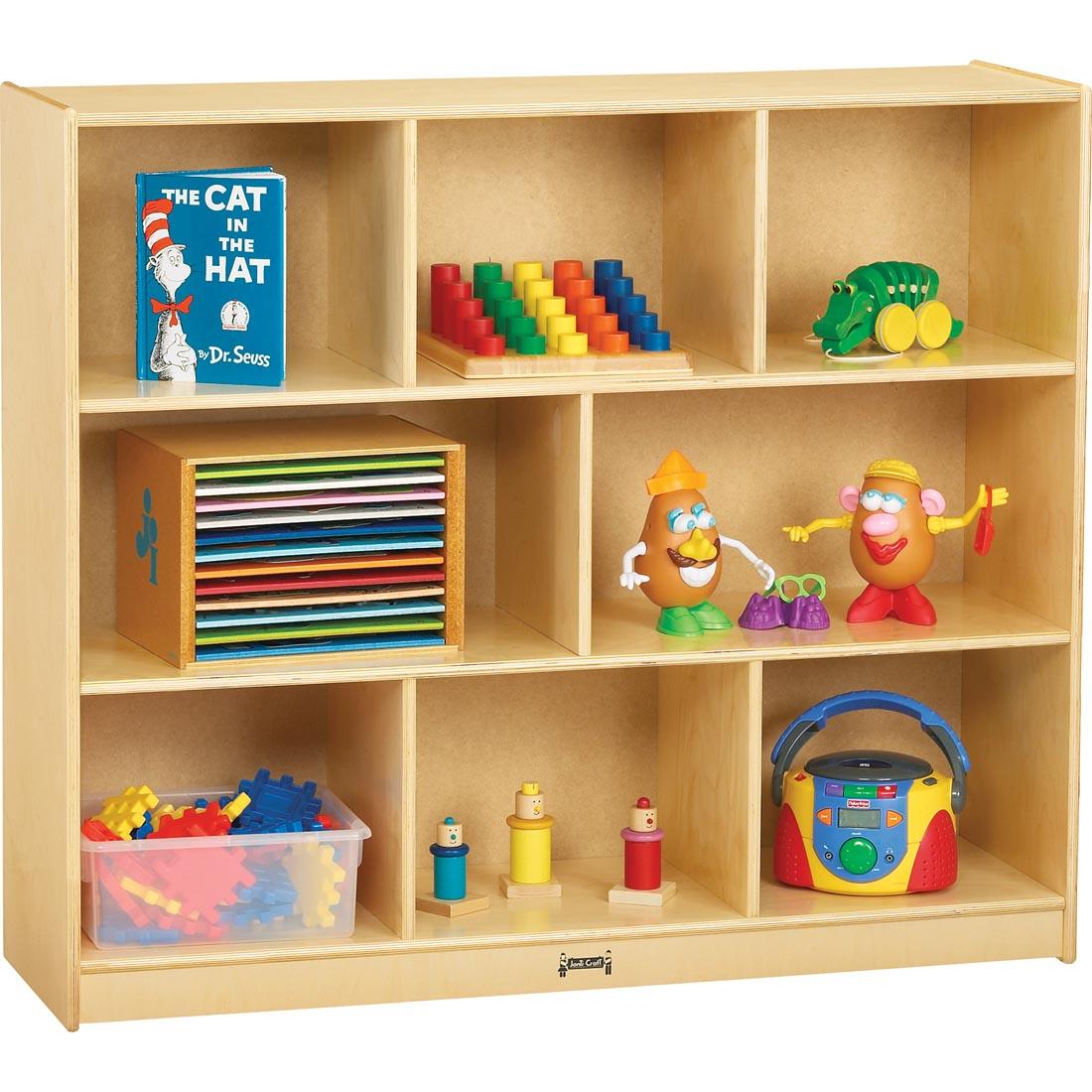 Birch Mega Storage Unit shown with suggested storage contents