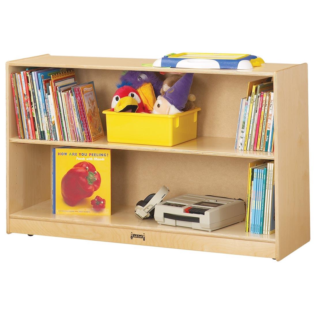 Low Adjustable Bookcase shown with suggested storage contents