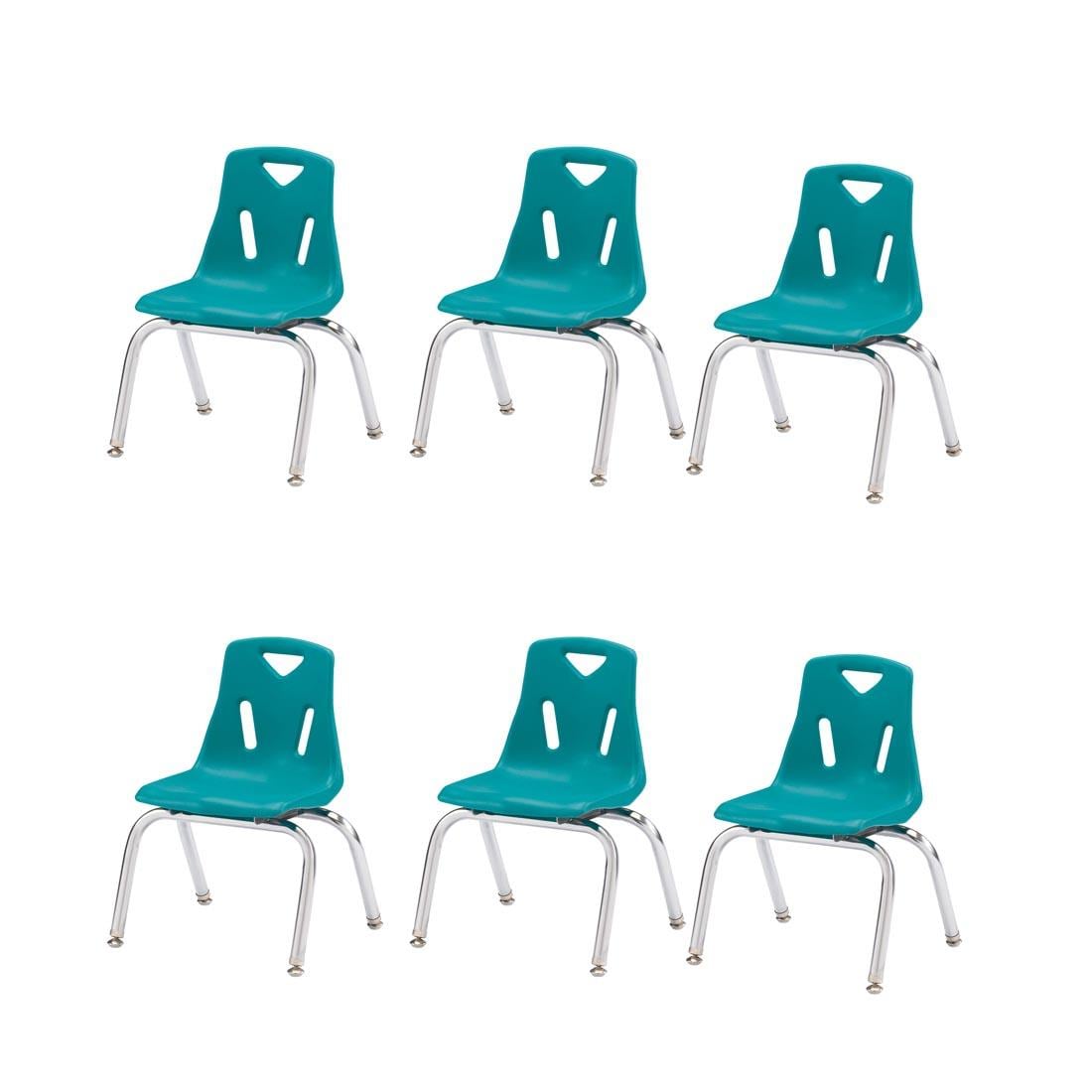 Six Teal Berries Plastic Chairs