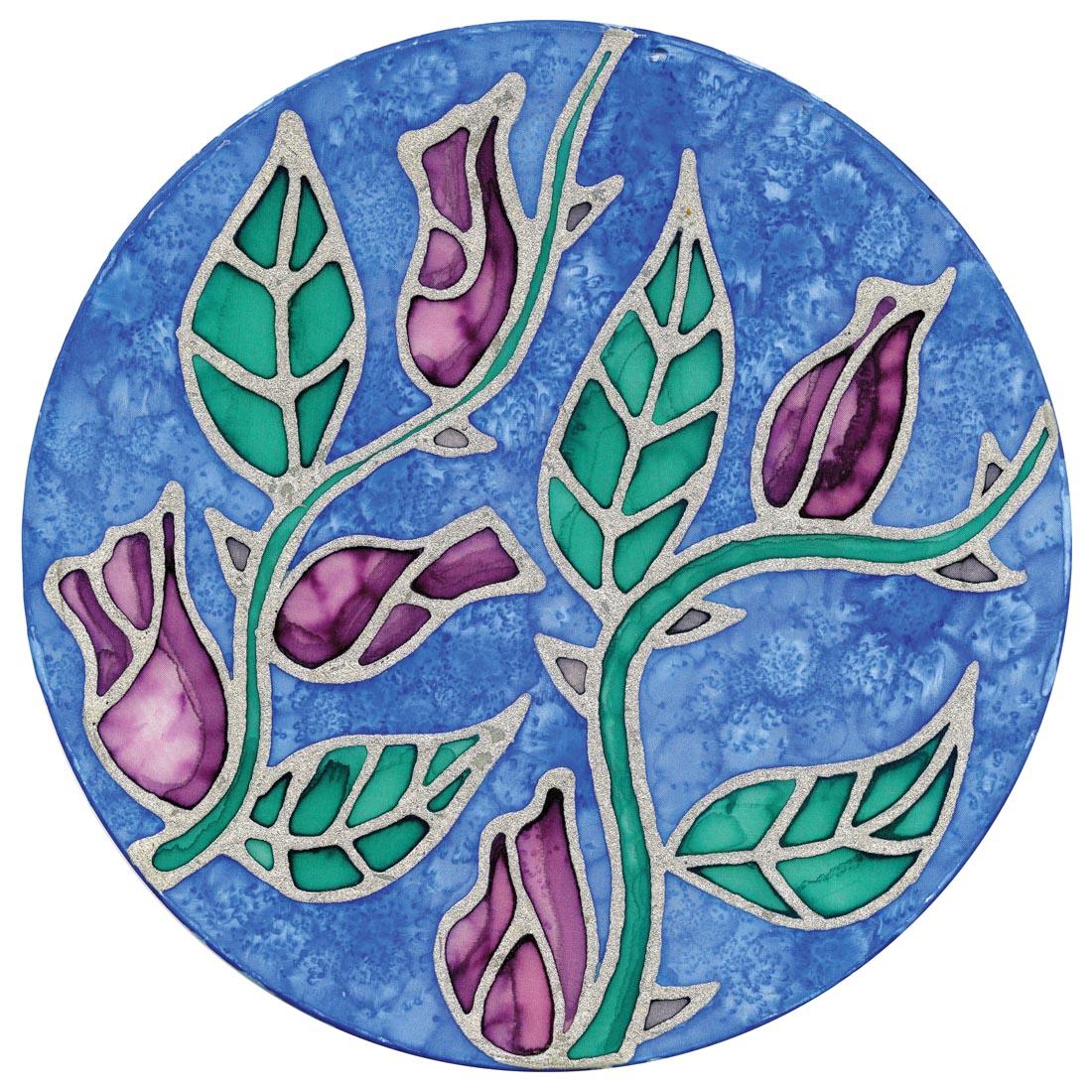 Silk stretched hoop with flowers painted on it
