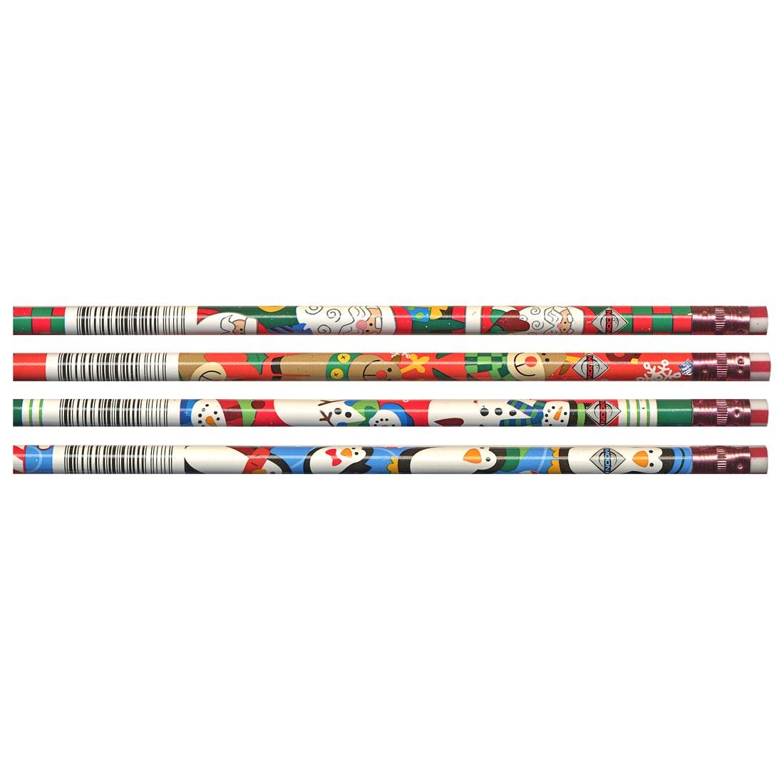 Christmas Pencils with Santa, reindeer, snowmen and penguins