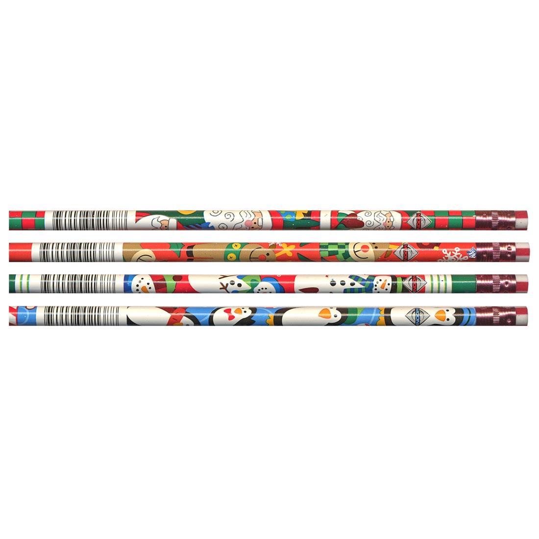 Christmas Pencils with Santa, reindeer, snowmen and penguins