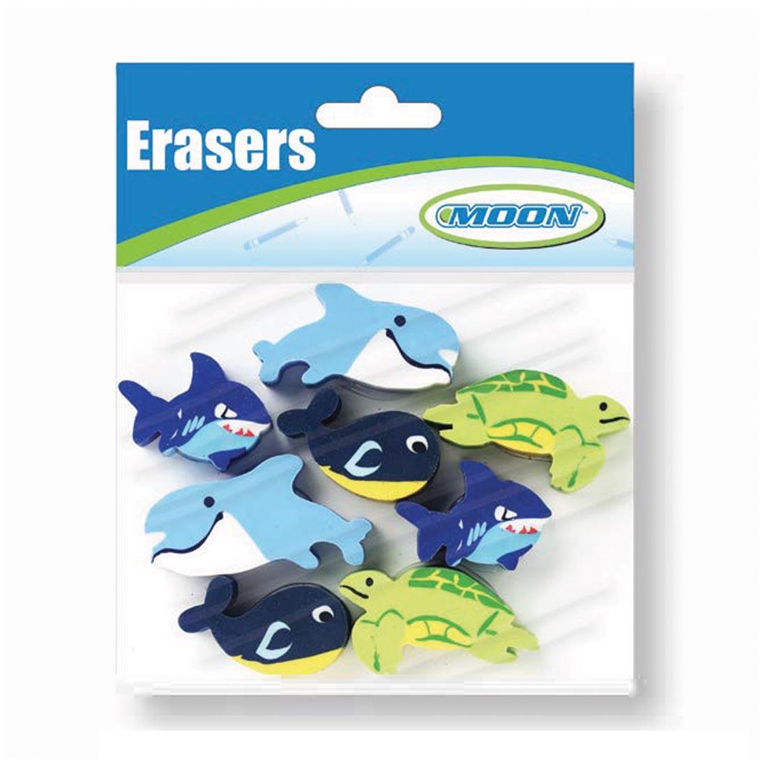 Pencil topper erasers in the shapes of various sea creatures