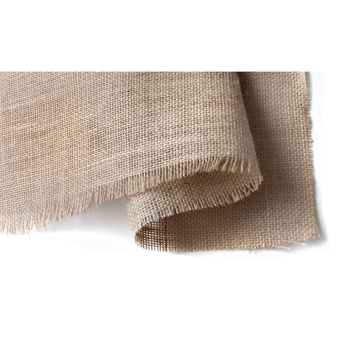 close up of natual burlap fabric, with unfinished edges