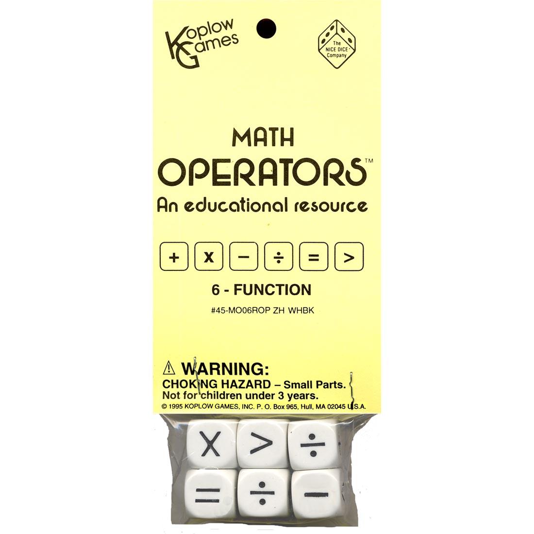 Math Operators Six-Function Dice