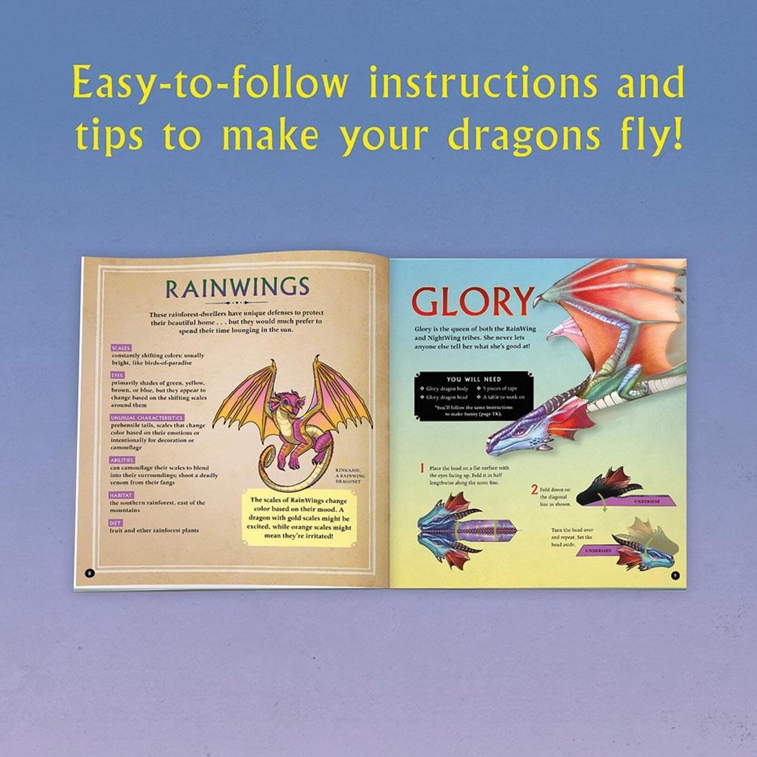 open book from Wings of Fire Folded Flyers By Klutz Press plus text Easy-to-follow instructions and tips to make your dragons fly!