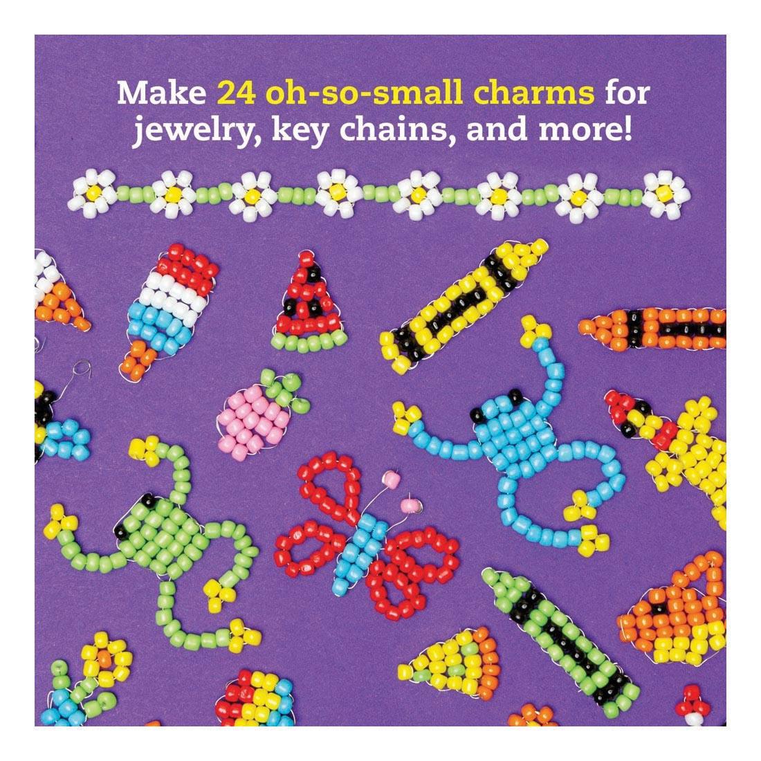 example creations made with Beadlings Book & Creative Kit By Klutz Press with text Make 24 oh-so-small charms for jewelry, key chains, and more!