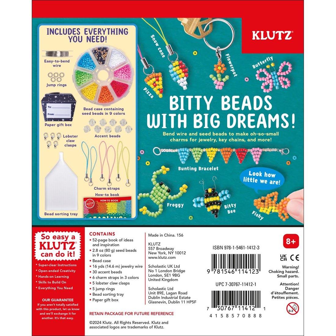 back of package for Beadlings Book & Creative Kit By Klutz Press