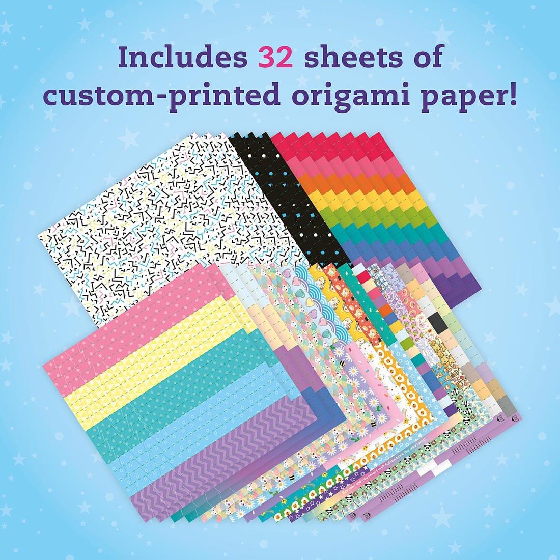 paper from Wishing Stars And Other Super-Cute Origami By Klutz Press plus text Includes 32 sheets of custom-printed origami paper!