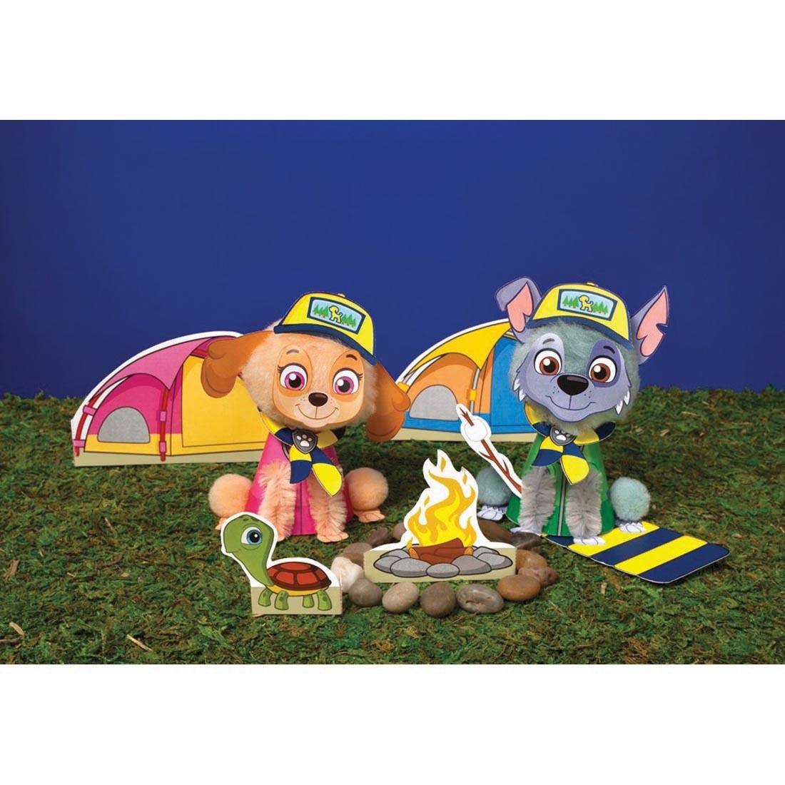 sample of completed creations made with My PAW Patrol Pom-Pom Pups Book & Craft Kit by Klutz Jr.