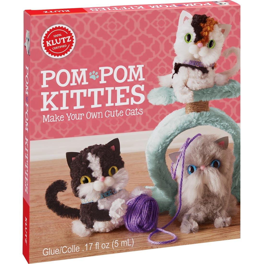 package shows three different completed projects of pom-pom cats