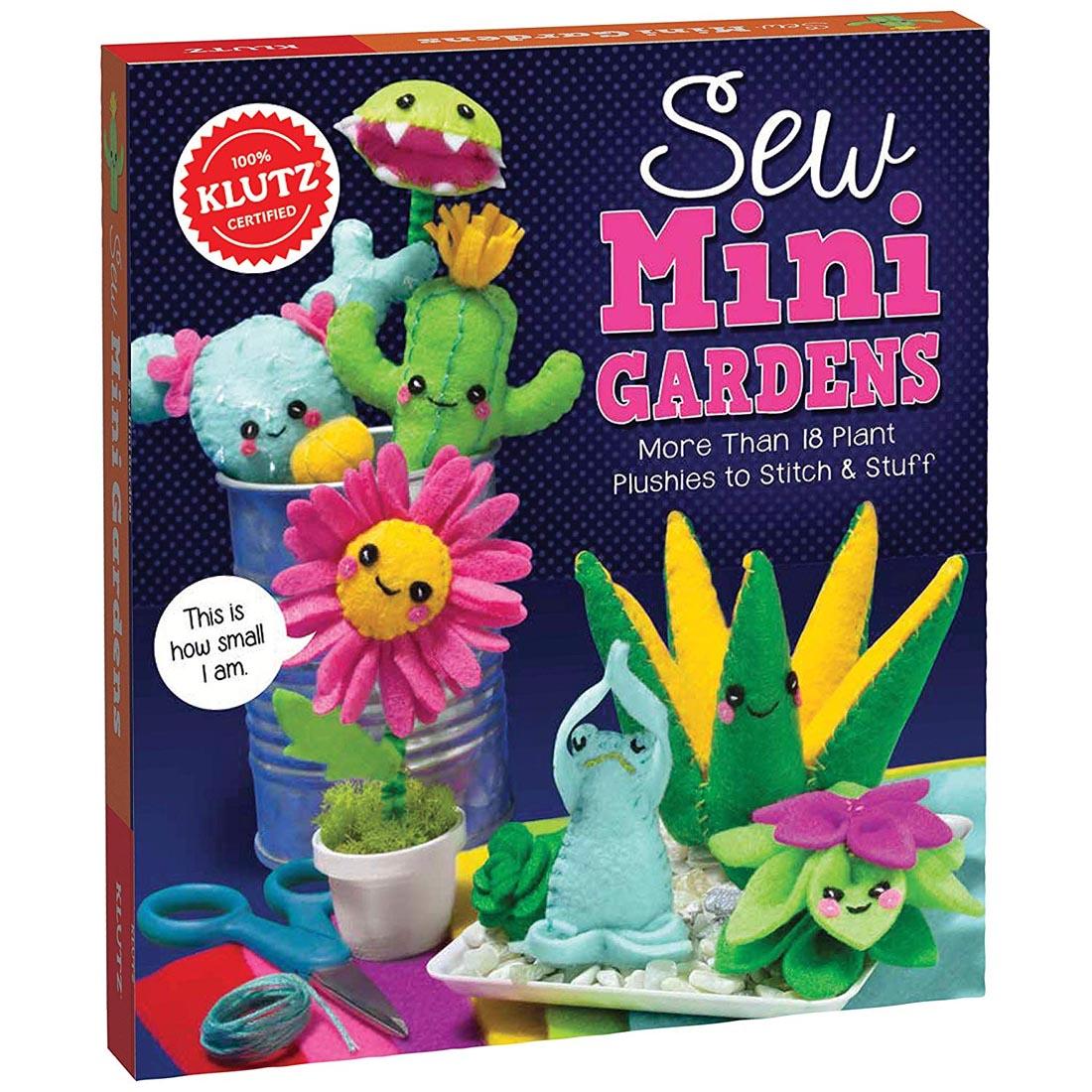 sew mini gardens package shows completed projects of a lily pad, cactus, flower and more