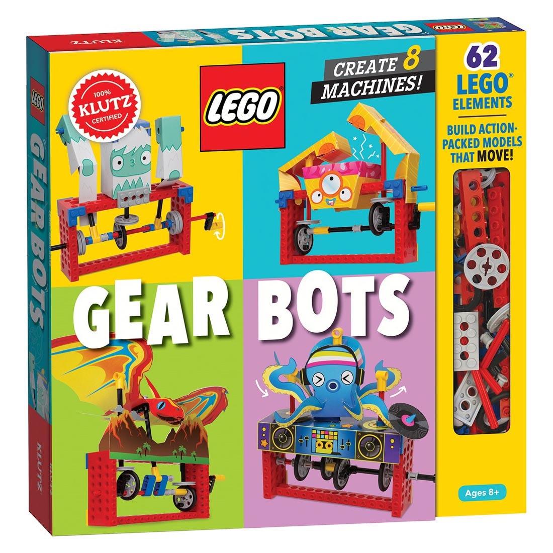 Lego gear bots package shows 4 assembled machines