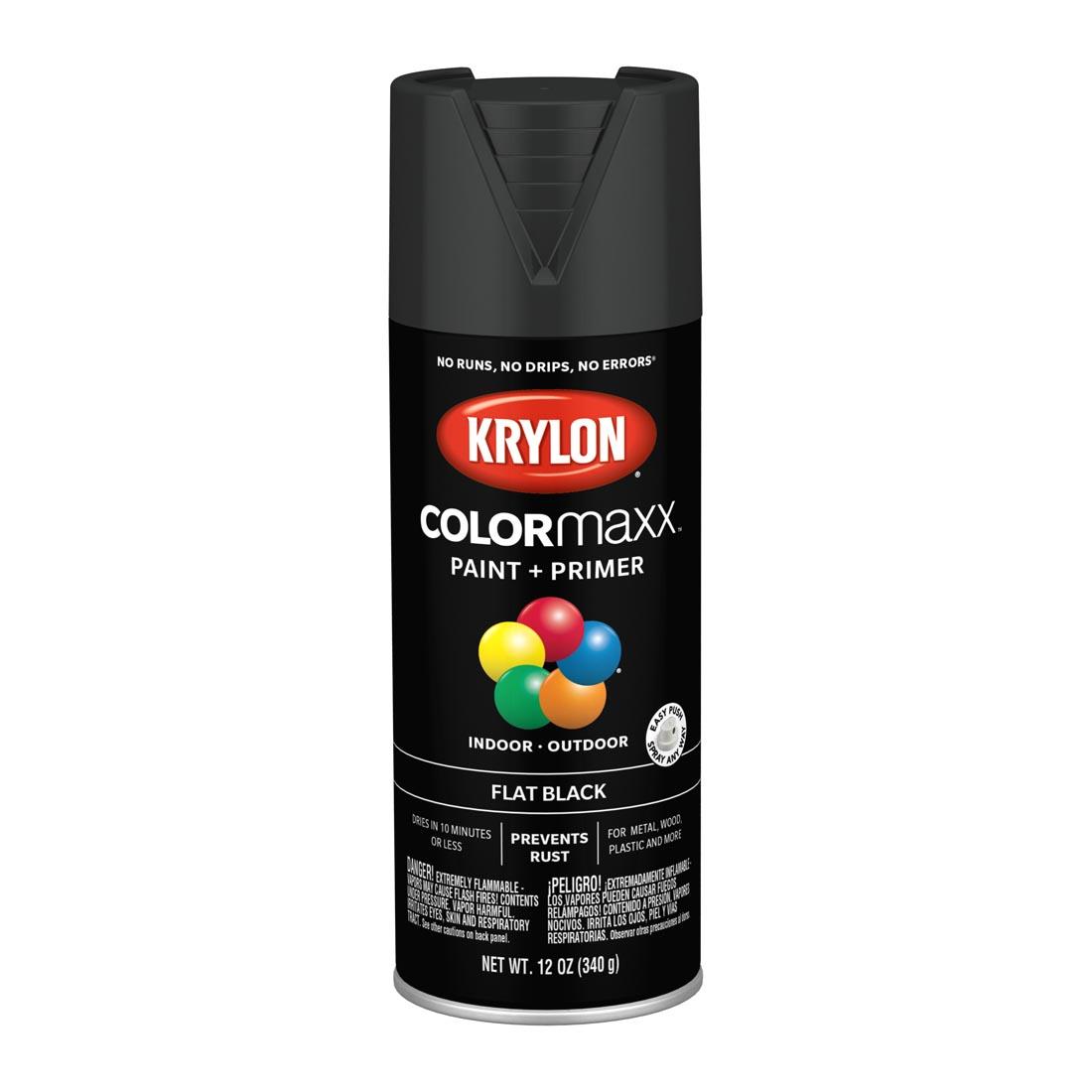 Flat Black Krylon COLORmaxx Paint + Primer Spray Paint