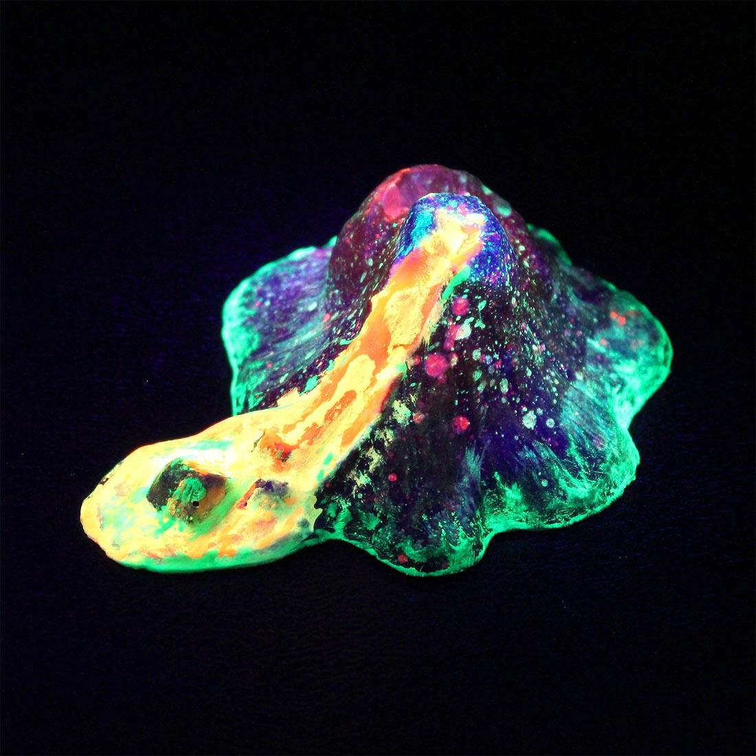 example of a glow in the dark volcano made with the Rainbow Volcano Lava Lab by Wild Environmental Science