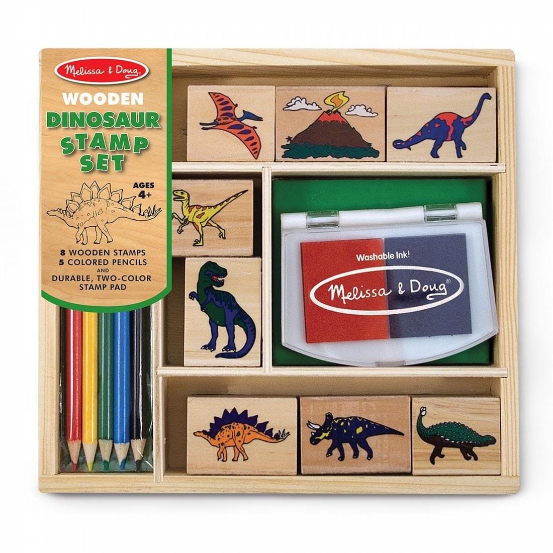 Melissa & Doug Wooden Dinosaur Stamp Set