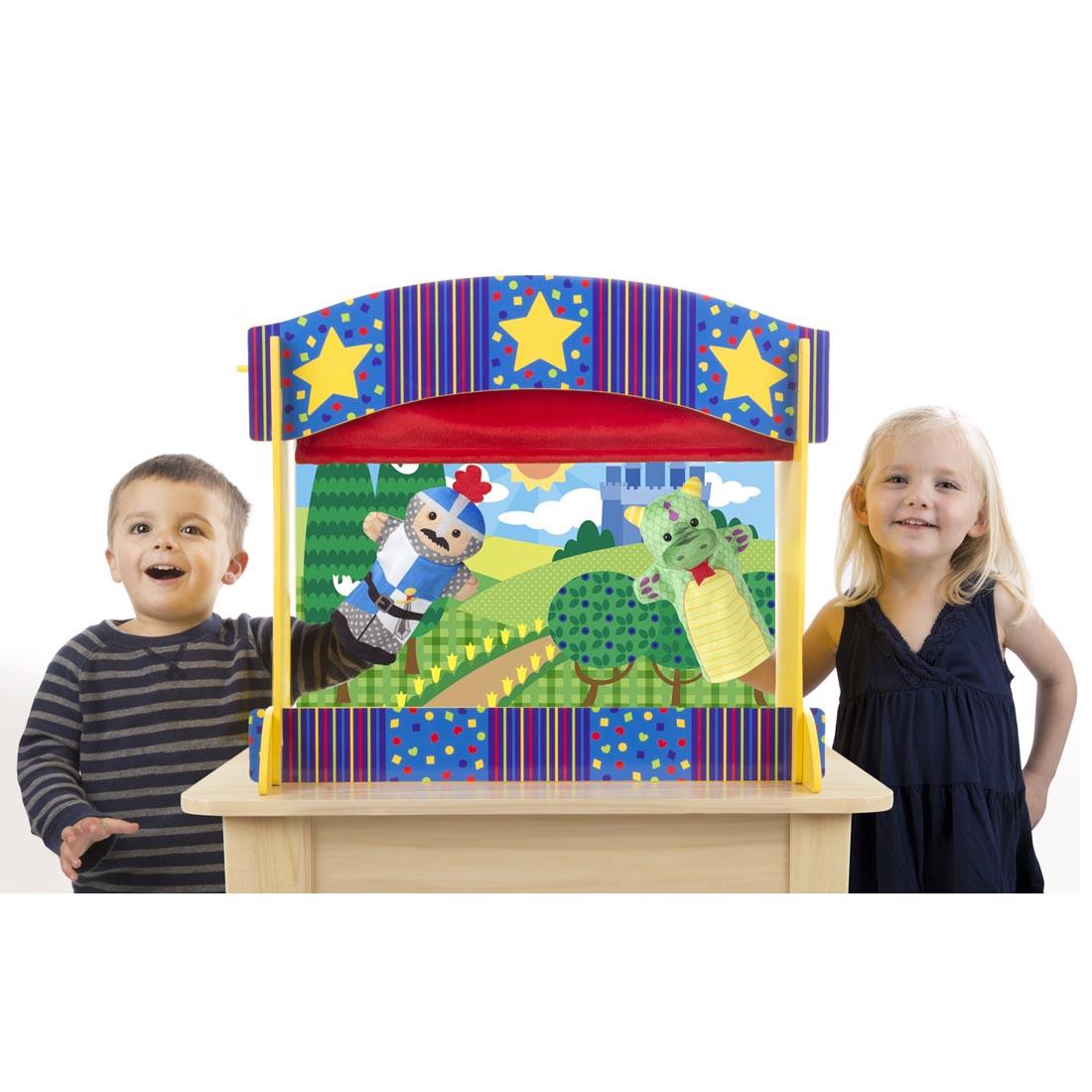 Children using the Tabletop Puppet Theater