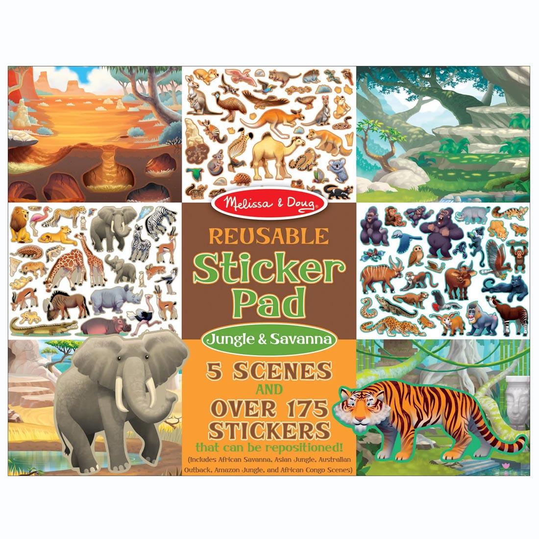 front cover of Jungle & Savanna Reusable Sticker Pad By Melissa & Doug