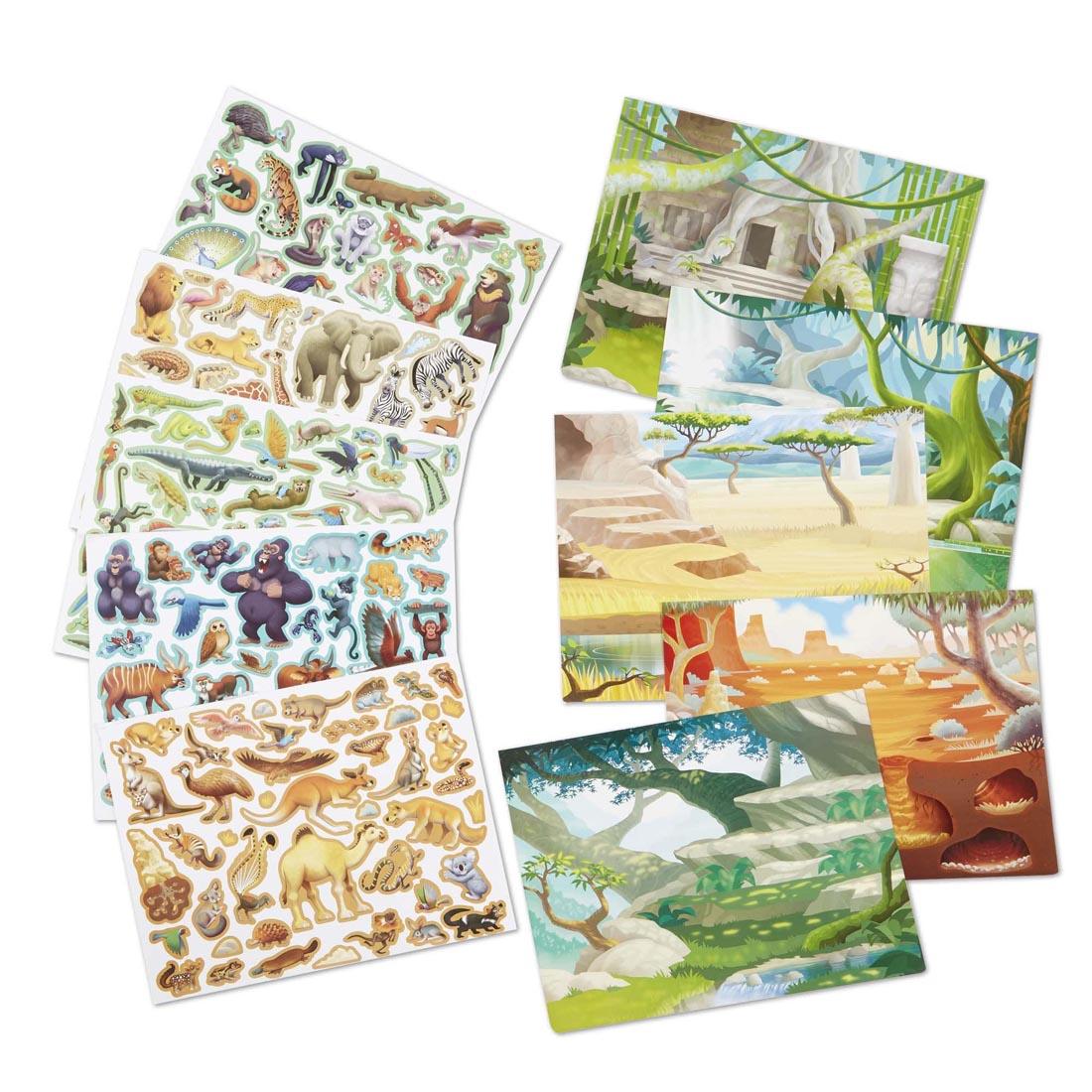 stickers and scenes from the Jungle & Savanna Reusable Sticker Pad By Melissa & Doug
