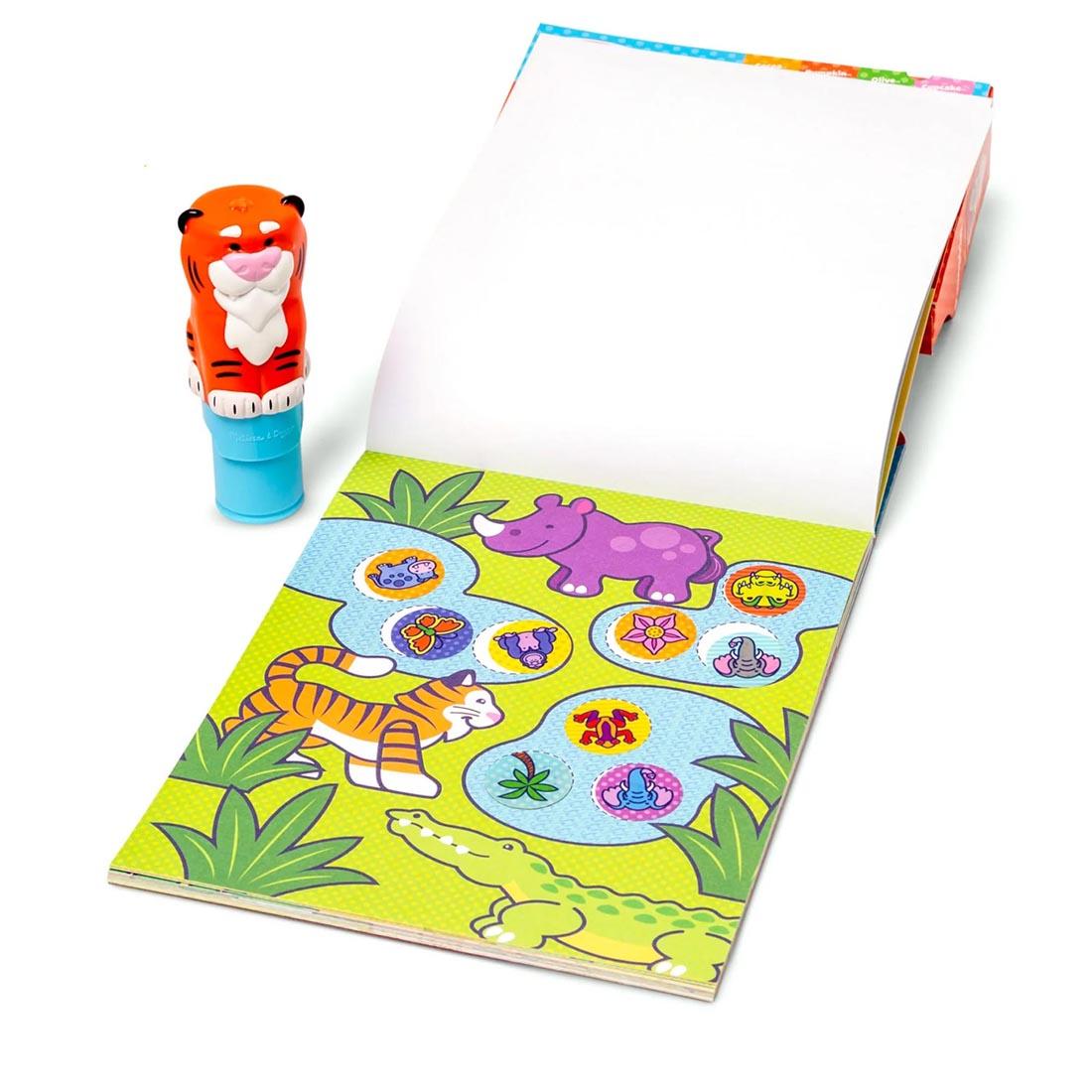 stamper plus open book from the Tiger Sticker Wow! Set By Melissa & Doug