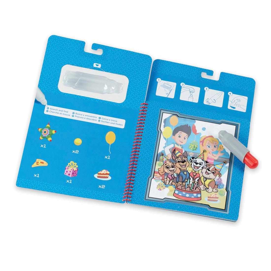Search and Find page from inside the Water Wow! Paw Patrol Chase Activity Book By Melissa & Doug