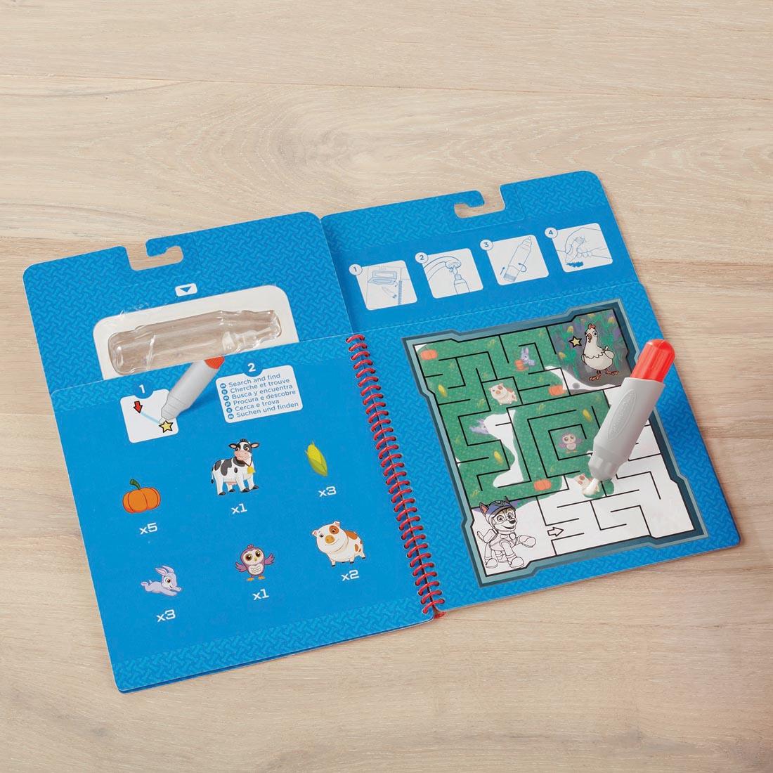 Search and Find page from inside the Water Wow! Paw Patrol Chase Activity Book By Melissa & Doug