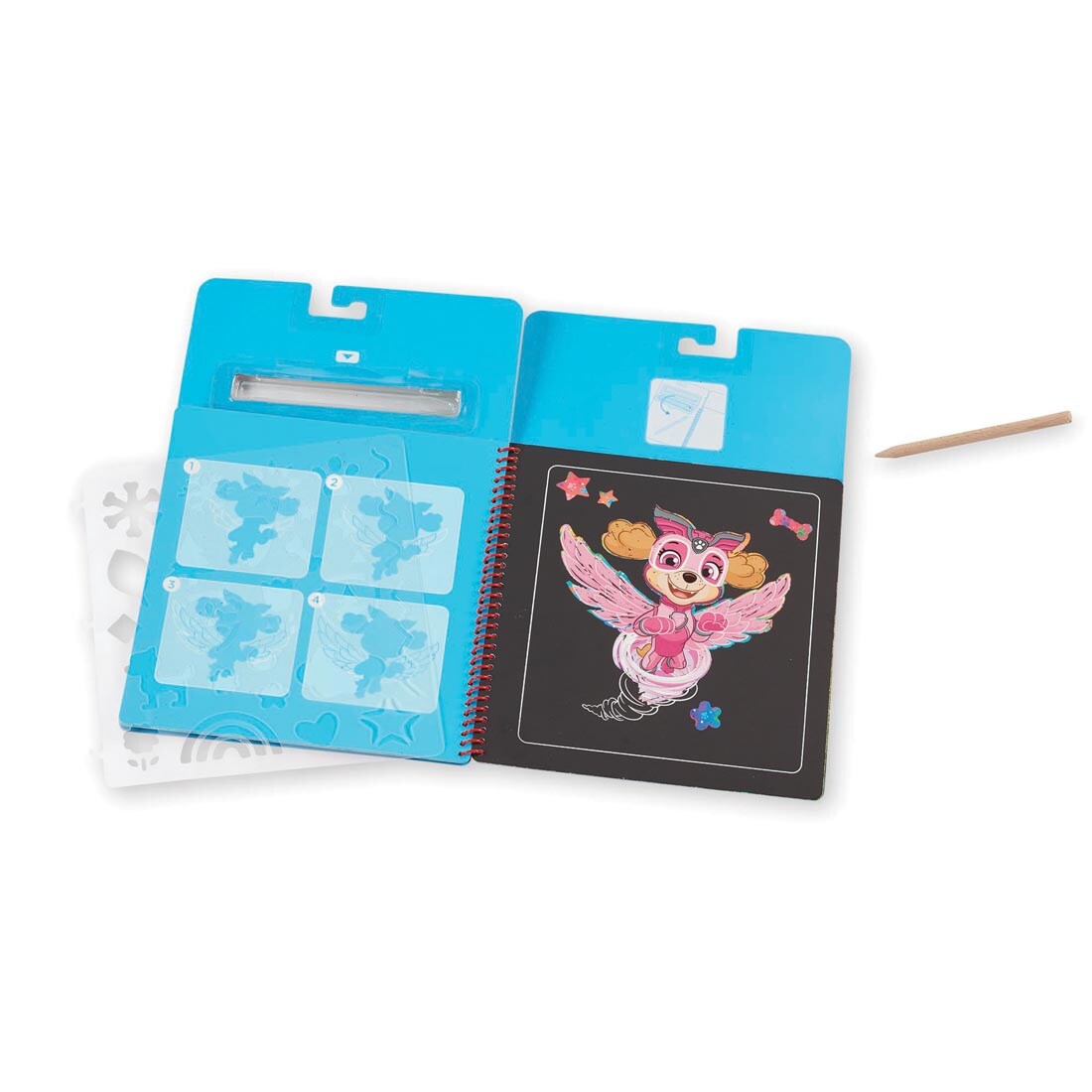 page from inside the Paw Patrol Skye Scratch Art Pad By Melissa & Doug