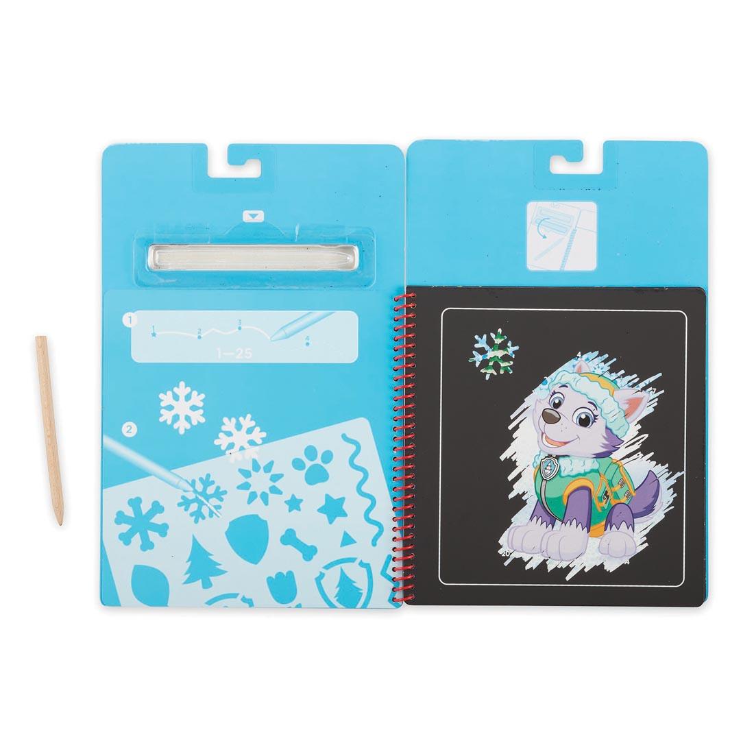 page from inside the Paw Patrol Skye Scratch Art Pad By Melissa & Doug
