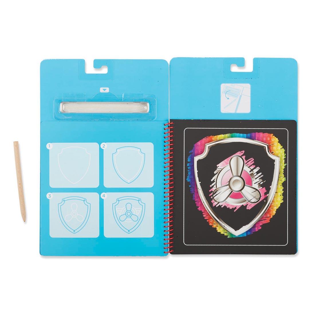 page from inside the Paw Patrol Skye Scratch Art Pad By Melissa & Doug