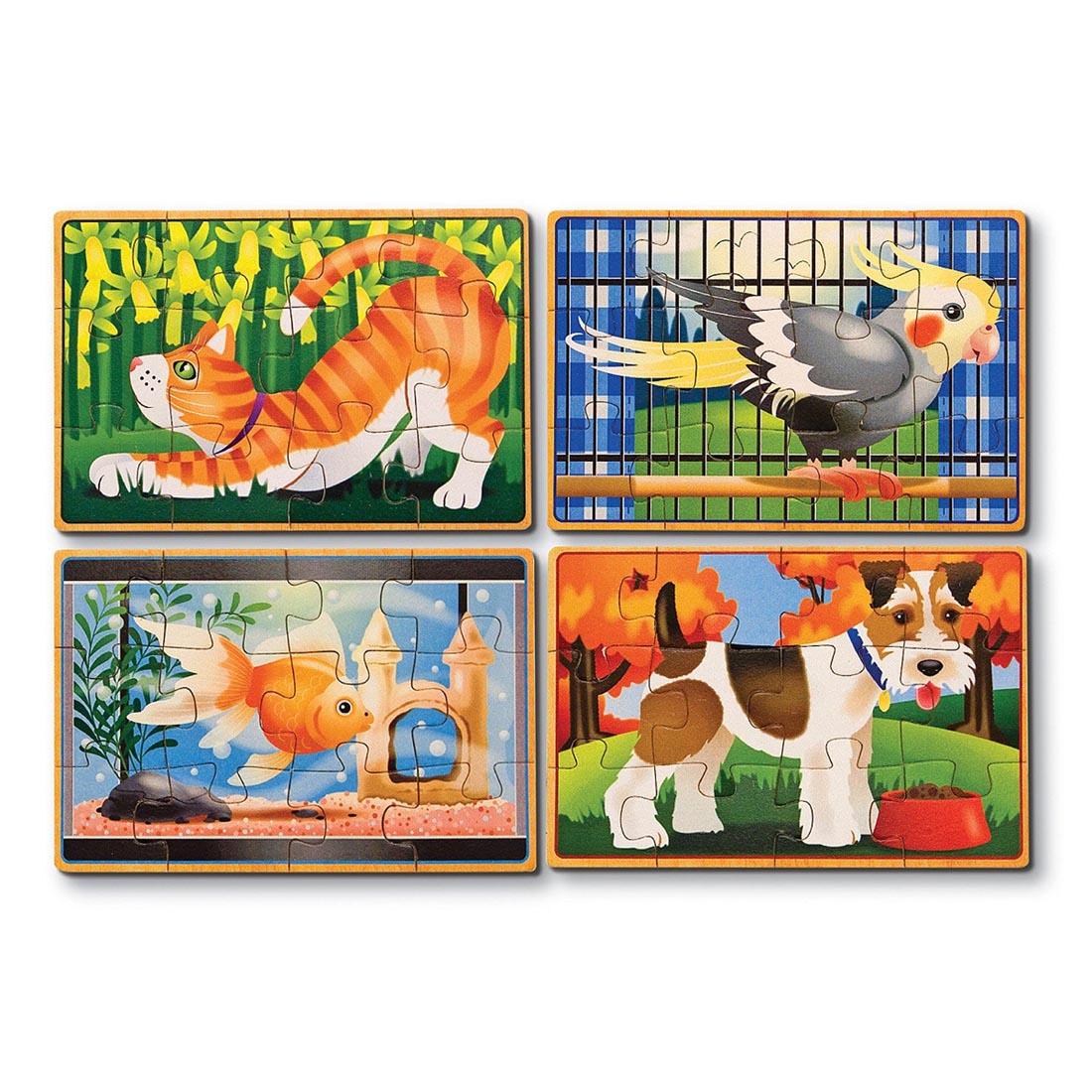 Four Completed Pets Wooden Jigsaw Puzzles By Melissa & Doug