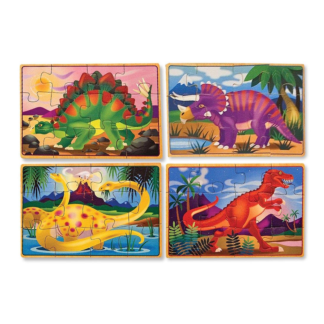 Four Completed Dinosaurs Wooden Jigsaw Puzzles By Melissa & Doug