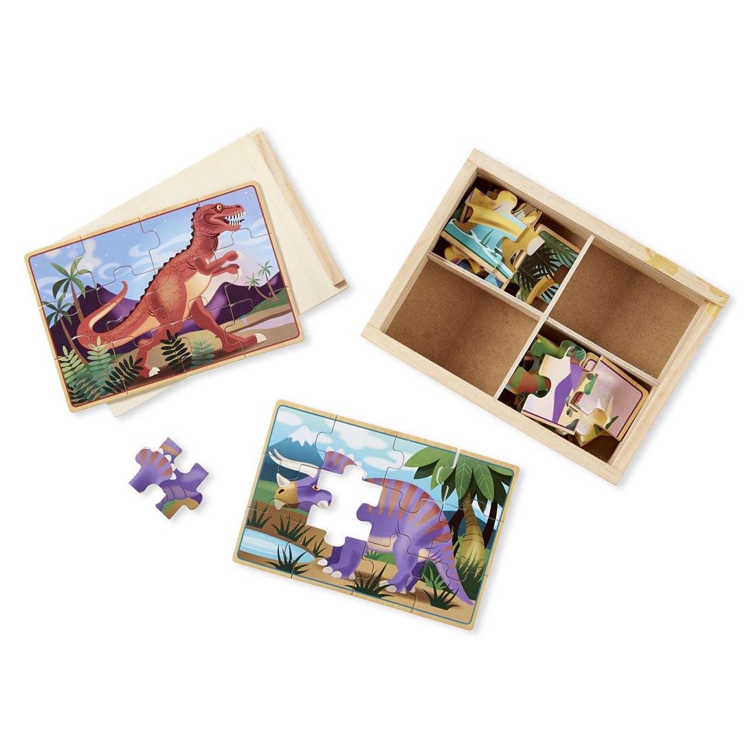 Dinosaurs Wooden Jigsaw Puzzles in a Box By Melissa & Doug