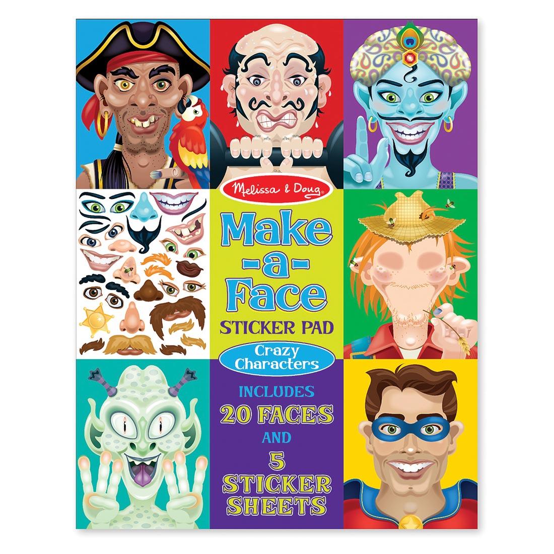 Make-a-Face Crazy Characters Stickers Pad