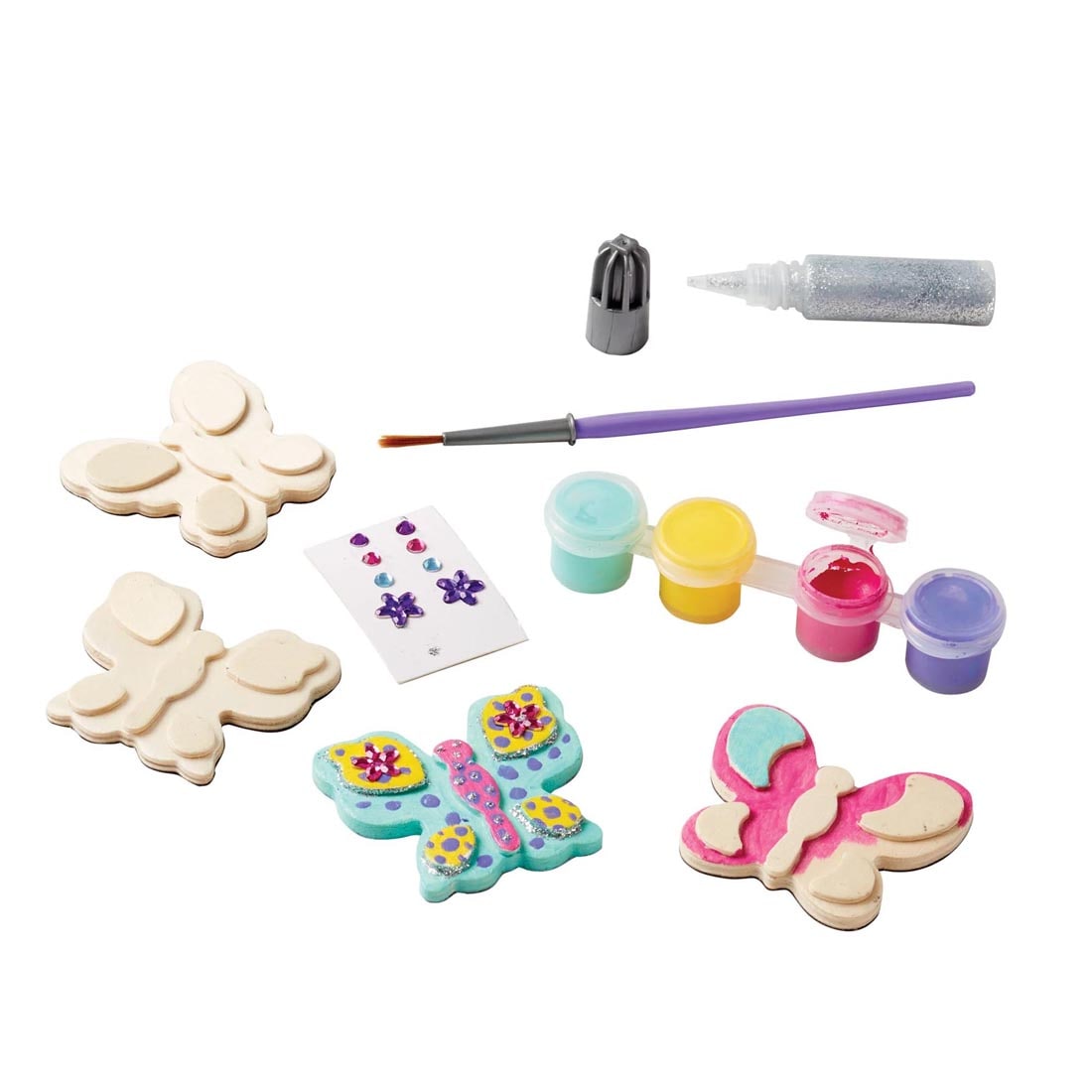 components of Created by Me! Butterfly Magnets Wooden Craft Kit By Melissa & Doug in use