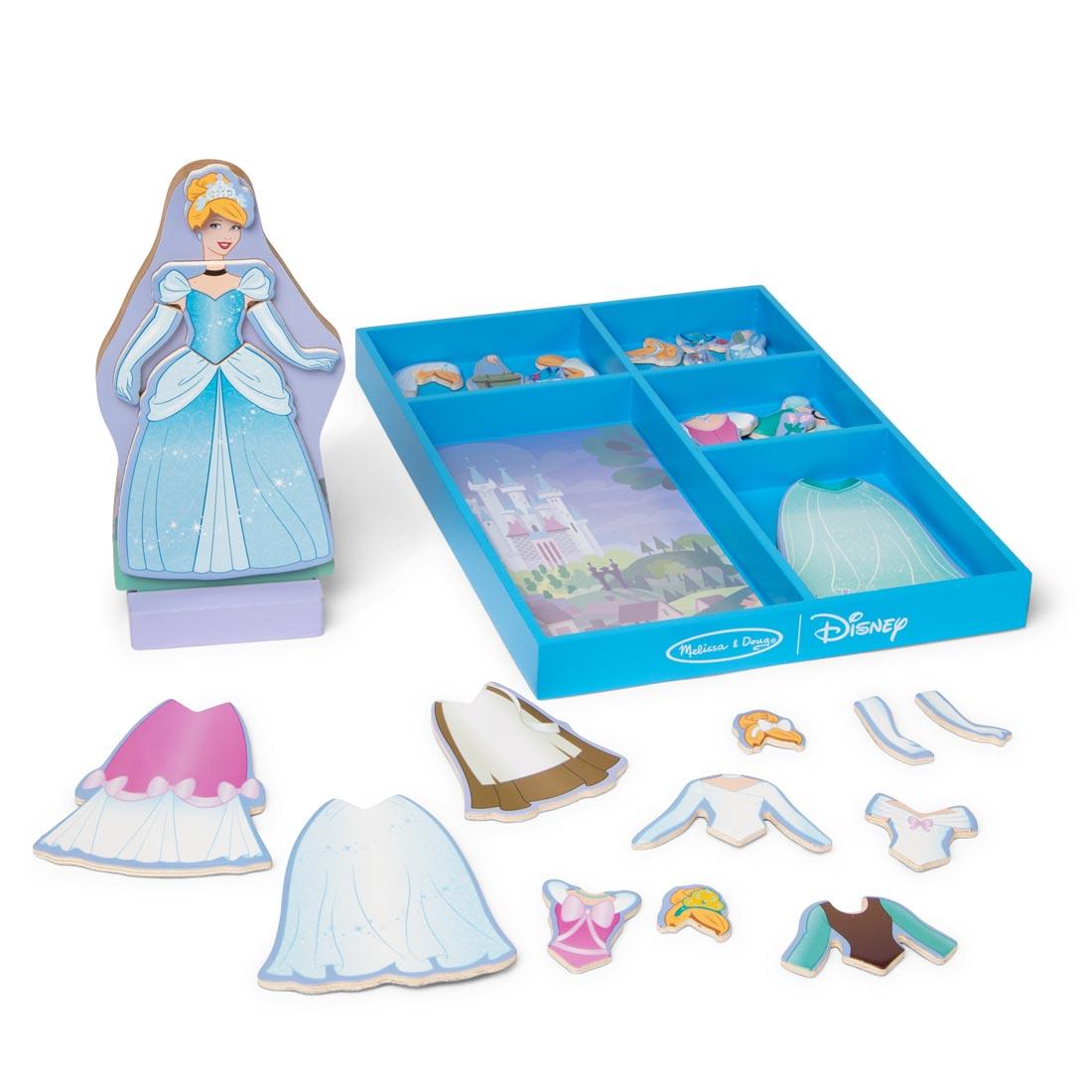 Disney Cinderella Figurine, plus several magnetic accessories both inside and outside of a storage box
