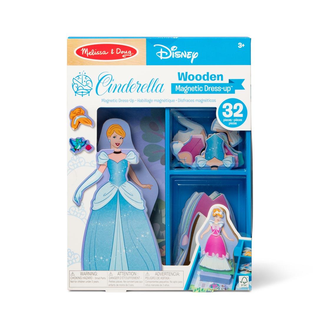 front package of Disney Cinderella Wooden Magnetic Dress-Up Set