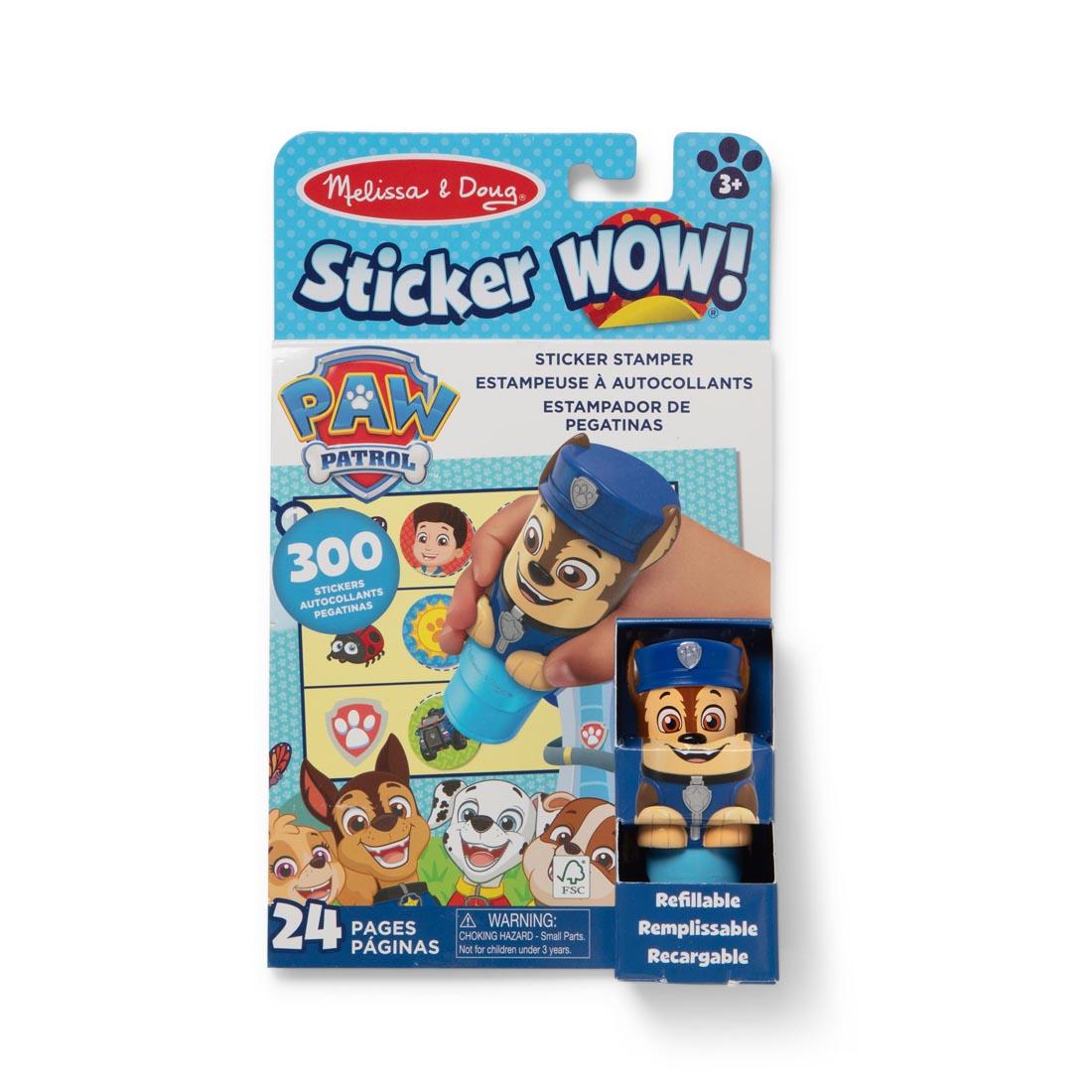 front of package of Paw Patrol Chase Sticker Wow! Set