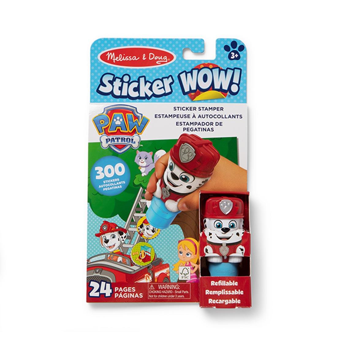 front of package of Paw Patrol Marshall Sticker Wow! Set 